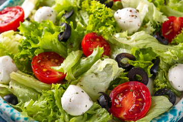 Fresh vegetables salad. Macro view, closeup