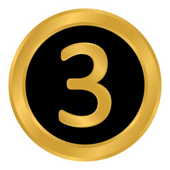 Gold number three button.