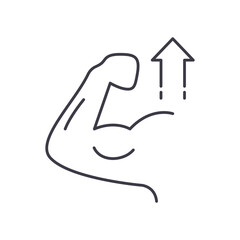 Muscle icon, linear isolated illustration, thin line vector, web design sign, outline concept symbol with editable stroke on white background.