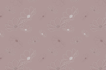 Seamless flowers pattern on pink background