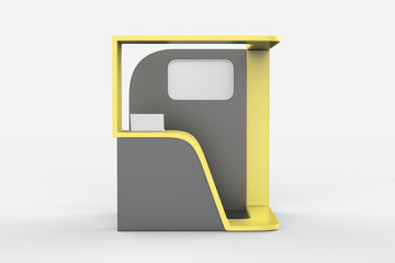 Exhibition stand modern design mock-ups and space for branding and Corporate identity.3d illustration