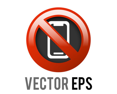 Vector red circle restricted icon with mobile phone and red stroke