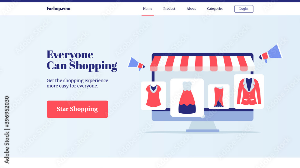 Poster everyone can shopping clothing set collection in display computer screen e commerce store for web we