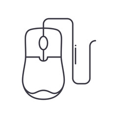 Fototapeta premium Mouse icon, linear isolated illustration, thin line vector, web design sign, outline concept symbol with editable stroke on white background.
