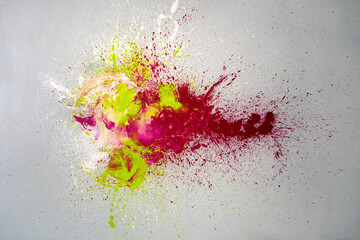 Abstract pink, Yellow, green, paint background, multicolored paint splash, Color, free stain icon, watercolor Painting,