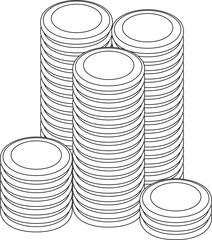 Monochrome Coin medals piled up a lot