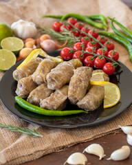 Traditional stuffed cabbage with minced meat and rice