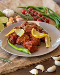Turkish traditional food Dolma, stuffed dried pepper on white marble background