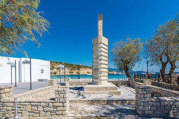 A monument at Pythagorion Port in Samos Island. Samos Island is populer tourist destination in Greece.