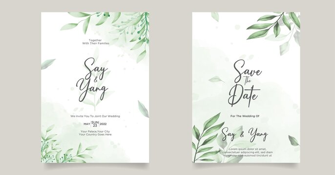 leaf wedding invitations card template