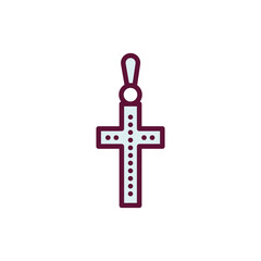Silver cross line icon. Isolated vector element.