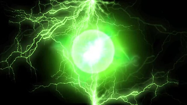 Light Energy Green Power Ball Lightning spark Background