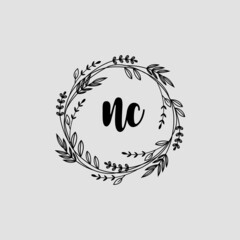 NC Initial handwriting logo template vector 