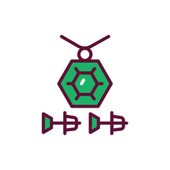 Set chain and earrings line icon. Isolated vector element.