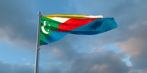3d rendering of the national flag of the Comoros