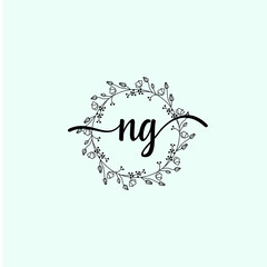 NG Initial handwriting logo template vector 