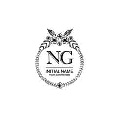 NG Initial handwriting logo template vector 