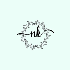 NK Initial handwriting logo template vector 
