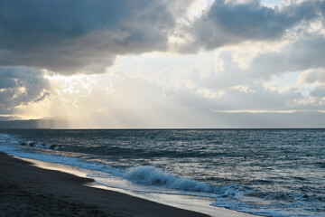 Sunset at Mediterranean sea, Greece.