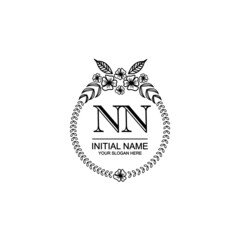 NN Initial handwriting logo template vector 