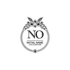 NO Initial handwriting logo template vector 