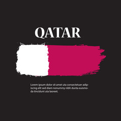 QATAR colorful brush strokes painted national country flag icon