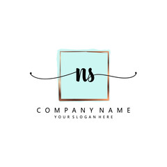 NS Initial handwriting logo template vector 