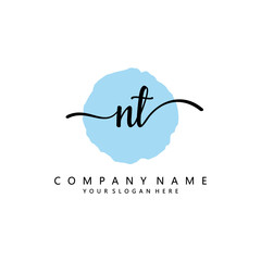 NT Initial handwriting logo template vector 