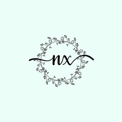 NX Initial handwriting logo template vector 