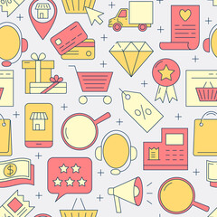 Electronic commerce seamless pattern in line style