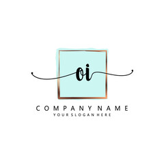 Obraz premium OI Initial handwriting logo template vector 