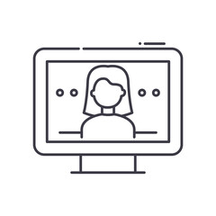 Monitor icon, linear isolated illustration, thin line vector, web design sign, outline concept symbol with editable stroke on white background.