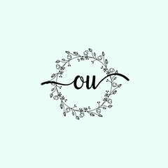 OU Initial handwriting logo template vector 