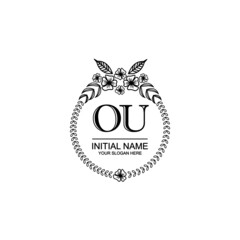 OU Initial handwriting logo template vector 