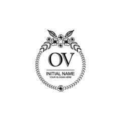 OV Initial handwriting logo template vector 
