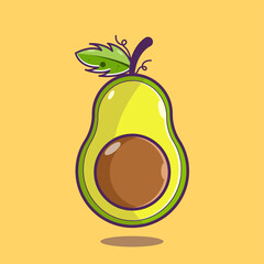 avocado fruit illustration, cartoon avocado concept, premium illustration, fruit cartoon illustration style.