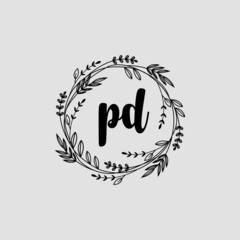 PD Initial handwriting logo template vector 