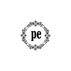 PE Initial handwriting logo template vector 