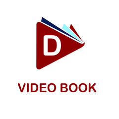 D initial letter video book education logo concept