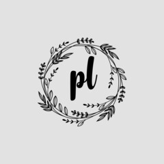 PL Initial handwriting logo template vector 