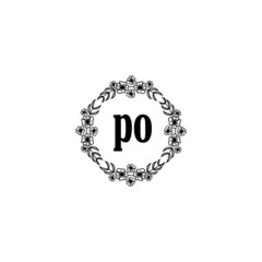 PO Initial handwriting logo template vector 