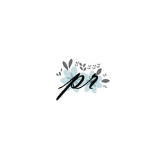 PR Initial handwriting logo template vector 