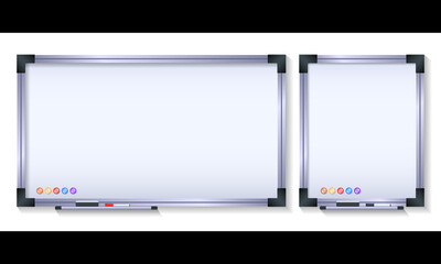 Set magnetic board with metal frame for office isolated