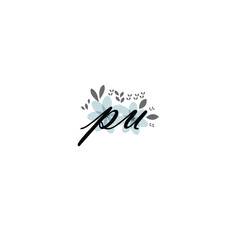 PU Initial handwriting logo template vector 