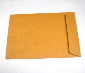 brown document sleeve on white