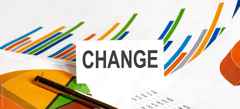 Poster change text on paper on chart background with pen