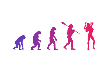 The evolution theory of woman. Isolated Vector Illustration