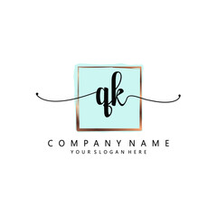 QK Initial handwriting logo template vector 