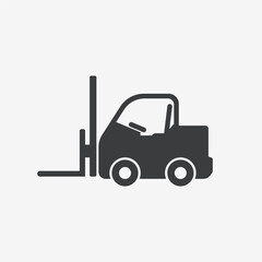 Forklift Flat Black Vector Icon