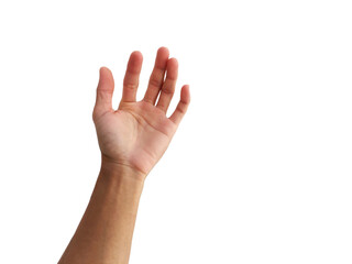 Obraz premium hand of asian man is in show gesture on white background